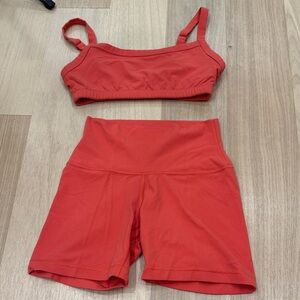 Aritzia Red Sports Bra and Shorts Set butter
